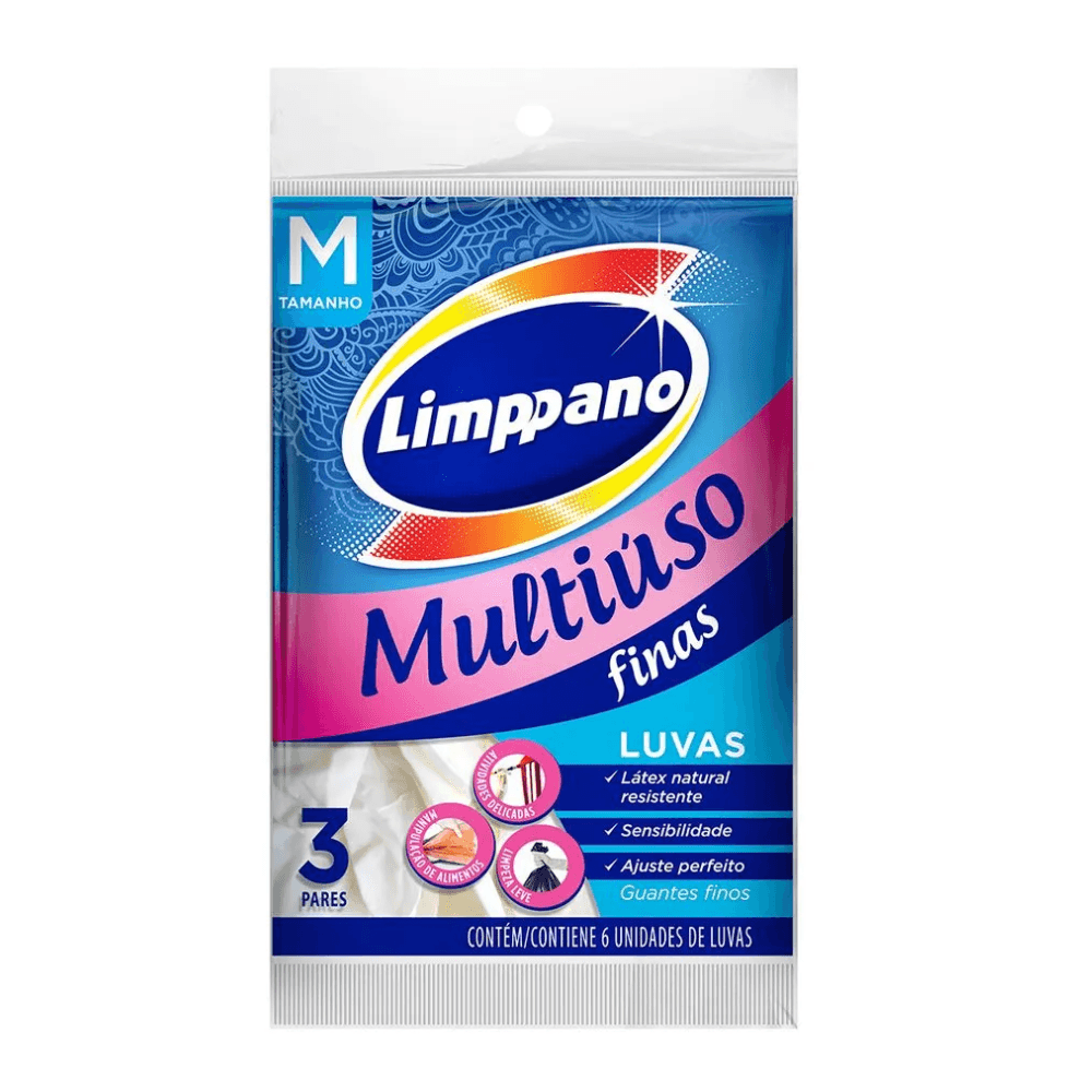 Luvas Multiuso Finas Tamanho M Limppano 3 pares