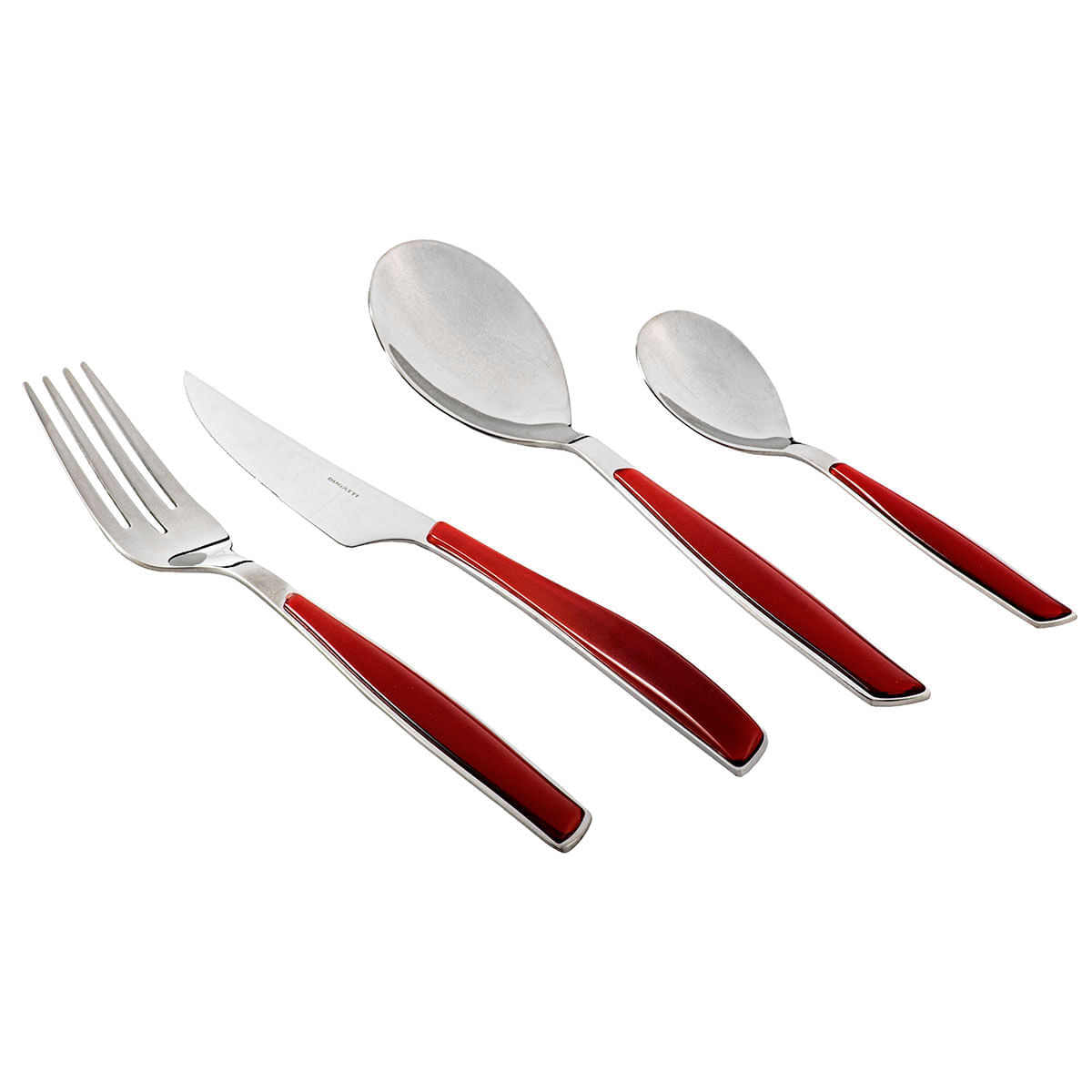 Faqueiro Jogo Talheres 24 peças Jantar Vermelho Glamour Inox Bugatti