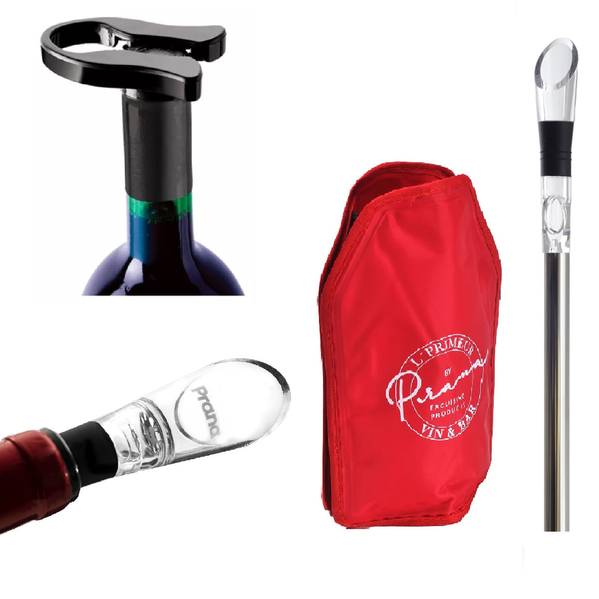 Kit Vinho Aerador Corta Lacre Resfriador e Cooler Gel Prana