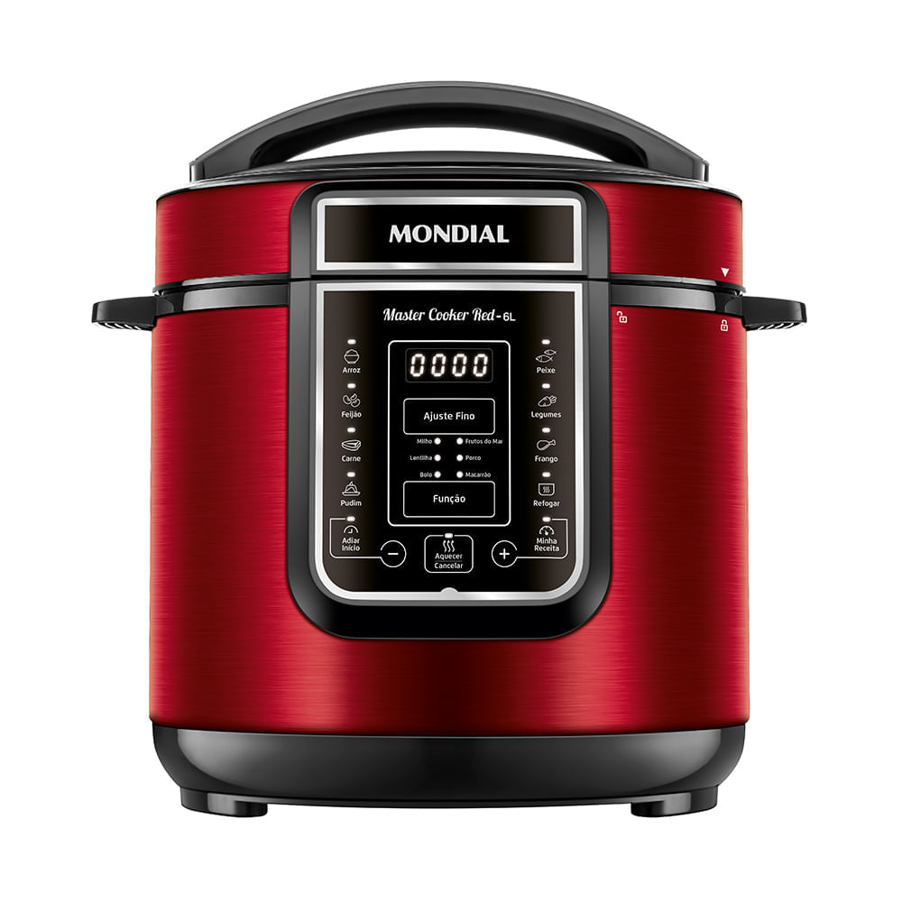 Panela de Pressão Elétrica Digital 6L, Mondial, Vermelho/Inox - PE-60-6L-RI