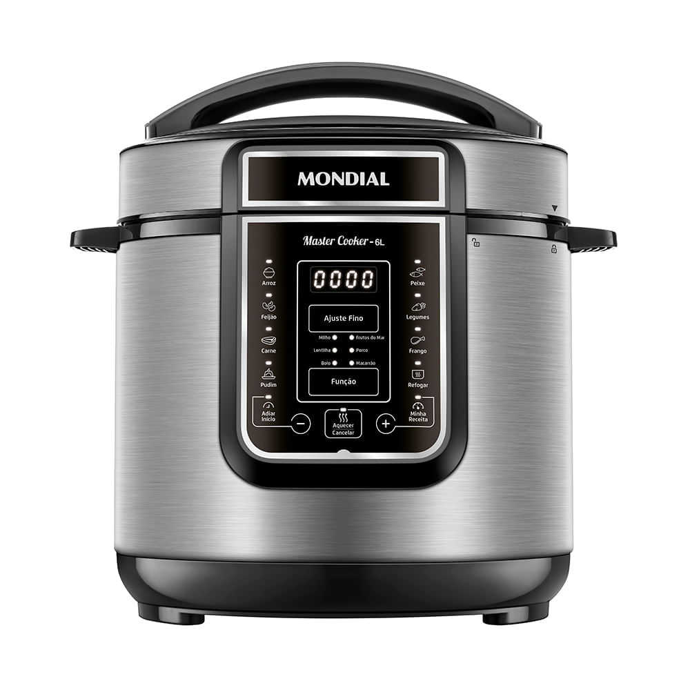 Panela de Pressão Elétrica Digital 6L Mondial Preto/Inox - PE-60-6L-I