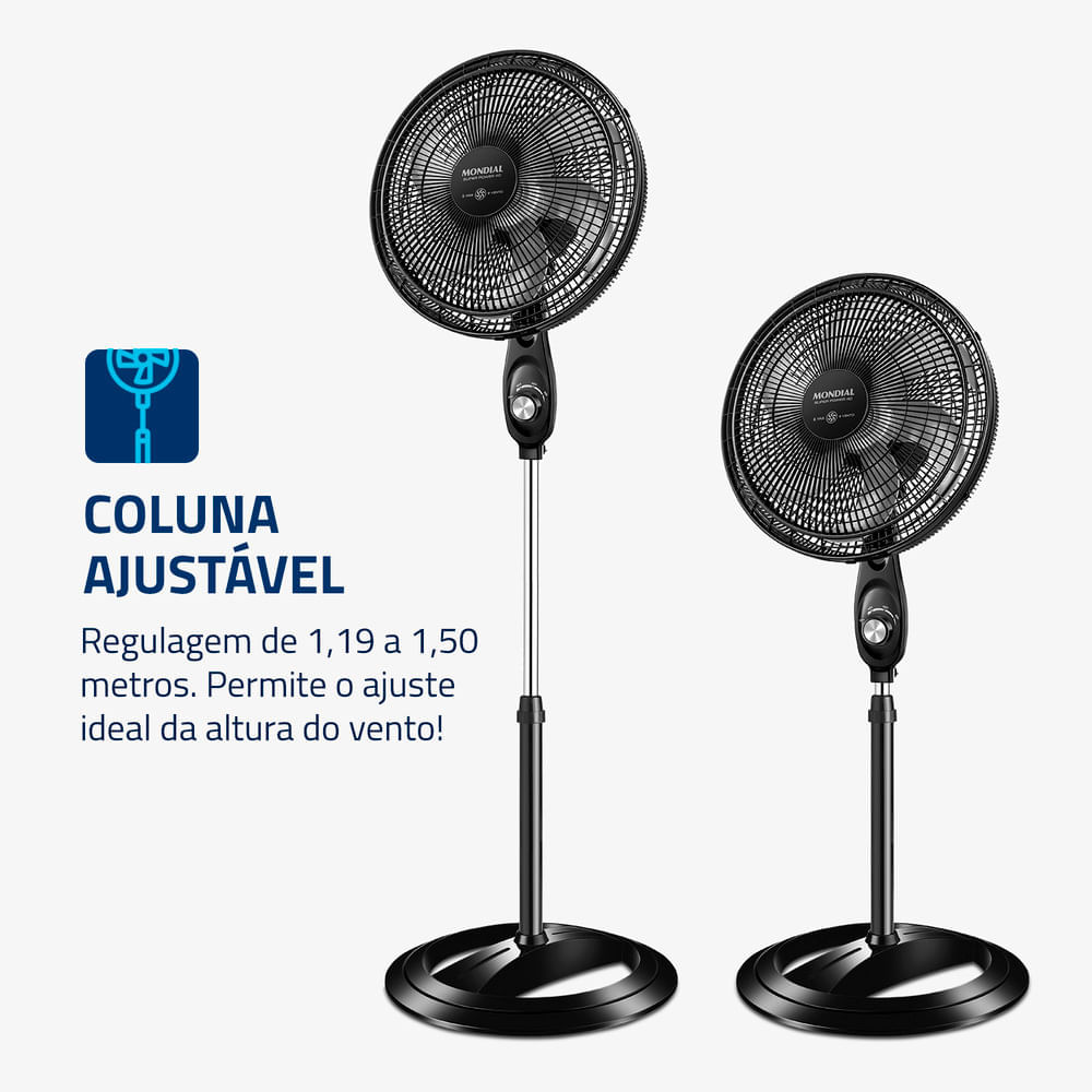 Ventilador Coluna Mondial 40cm Super Power VSP-40C-NB Ventilador Coluna Mondial 40cm Super Power VSP-40C-NB