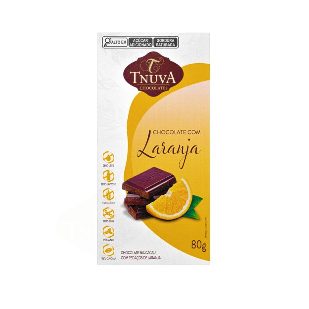 Tablete de Chocolate Vegano com Pedaços de Laranja Tnuva 80g